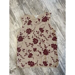 Eddie Bauer‎ Vintage Floral Knit Vest 100% Cotton – Size L